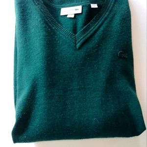 Lacoste Dark Green long sleeve v neck sweater